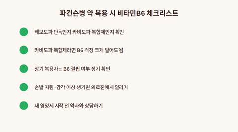 비타민B6 파킨슨병약 복용 시 체크리스트